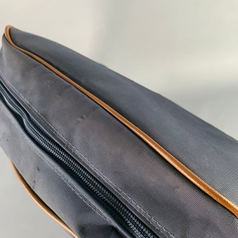 VINTAGE Japan Air Lines Navy Brown White Logo Nylon Shoulder Bag