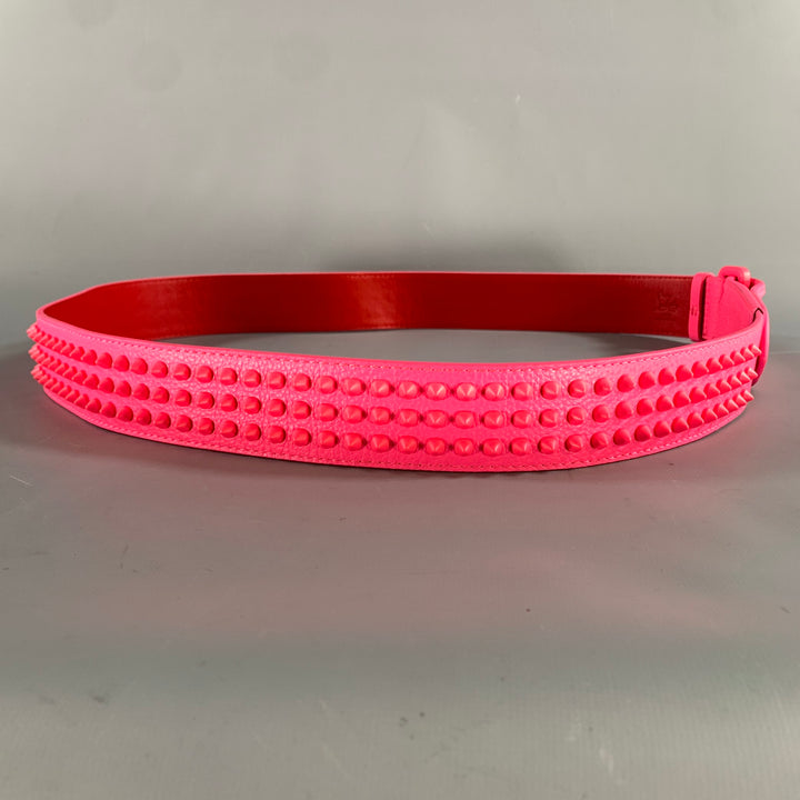 CHRISTIAN LOUBOUTIN Size 38 Pink Red Studded Leather Belt