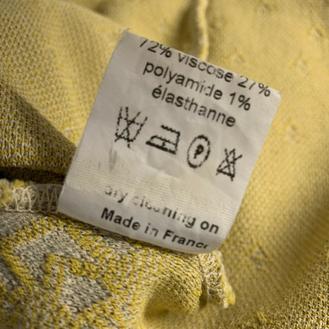 AZADEH Size L Yellow Viscose Blend Geometric Knee Length Dress