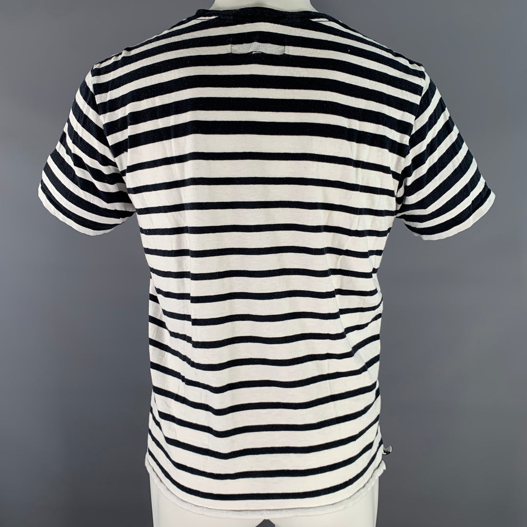 RAG & BONE Size M Navy White Stripe Cotton Crew-Neck T-shirt