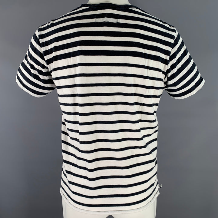 RAG & BONE Size M Navy White Stripe Cotton Crew-Neck T-shirt