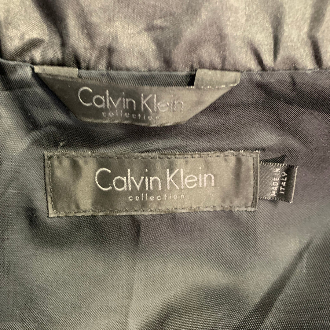 CALVIN KLEIN COLLECTION Size 40 Black Quilted Polyester Zip Up Jacket