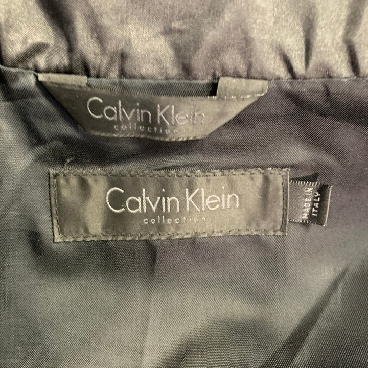 CALVIN KLEIN COLLECTION Size 40 Black Quilted Polyester Zip Up Jacket