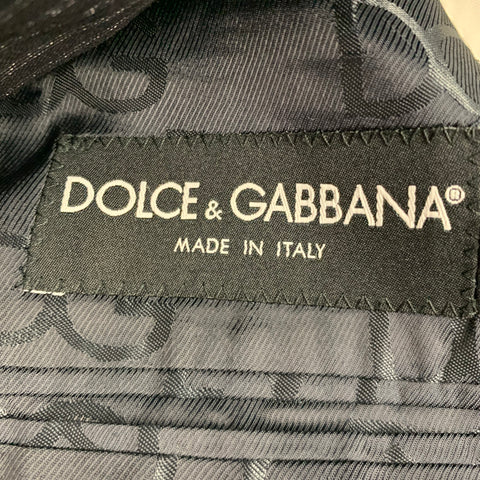 DOLCE & GABBANA Size 36 Navy Stripe Virgin Wool Sport Coat