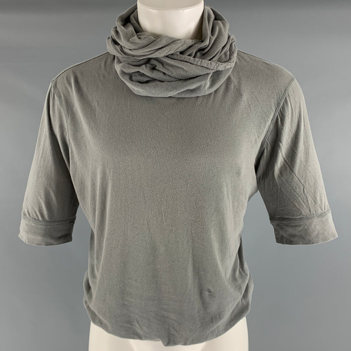 ANN DEMEULEMEESTER Size S Grey Cotton Hooded Sweatshirt