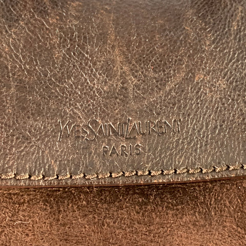 YVES SAINT LAURENT Brown Shearling Leather Shoulder Handbag