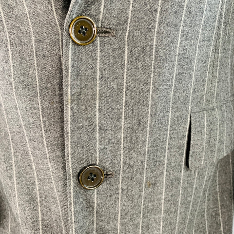 RALPH LAUREN Taille 39 Costume plissé à revers crantés en laine rayée craie grise