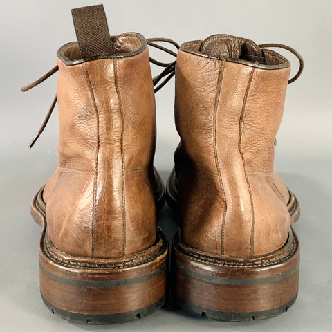 BARNEY'S NEW YORK Size 9 Brown Leather Lace-Up Boots