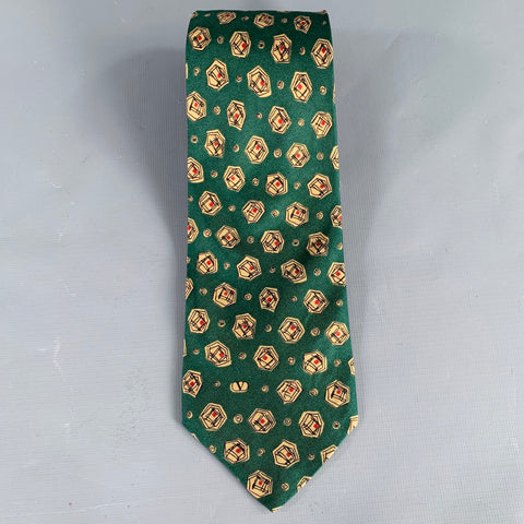 VALENTINO Green Beige Dots Silk Tie