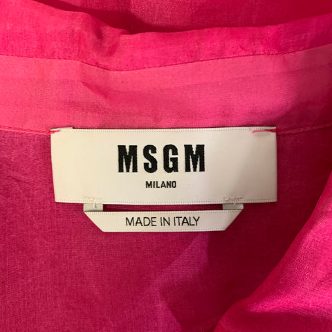 MSGM Size M Pink Silk Sheer Button Up Shirt