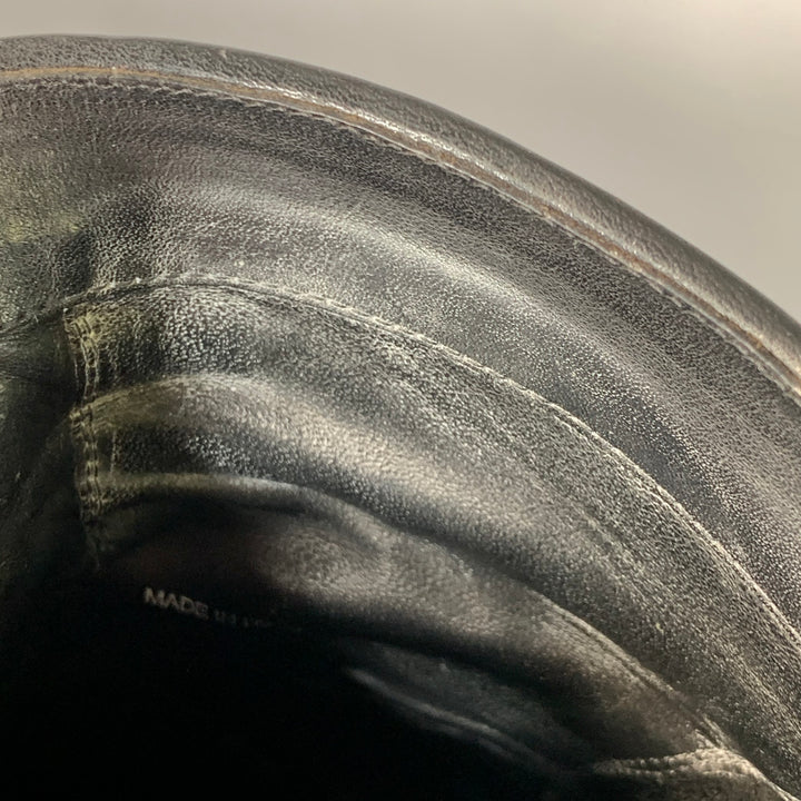 RICK OWENS Size 7.5 Black Leather Hidden Heel Side Zipper Wedge Pumps