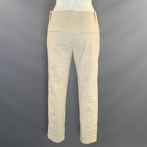 BRUNELLO CUCINELLI Size 6 Cream Cotton &  Elastane Floral Tapered Casual Pants
