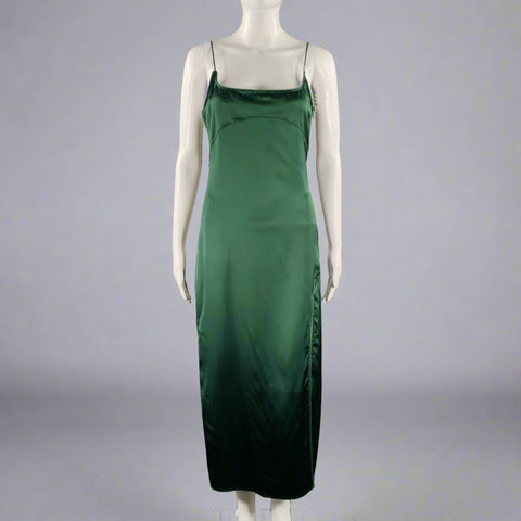 JACQUEMUS Size 0 -La Robe Notte- Green Viscose Blend Spaghetti Straps Dress