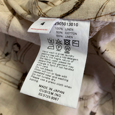 VISVIM Size L Ivory Stitched Linen Patch Pockets Jacket