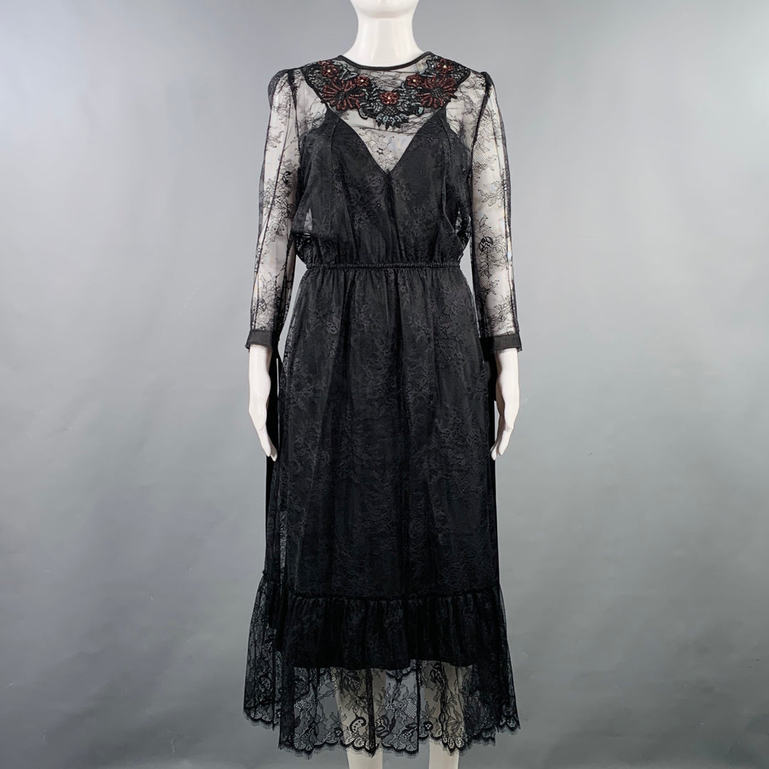 MARC JACOBS Size 4 Black Nylon Lace A-Line Dress Sui Generis Designer Consignment MARC JACOBS Size 4 Black Nylon Lace A-Line Dress Sui Generis Designer Consignment