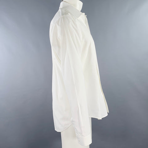SANDRO Size M White Cotton Hidden Buttons Long Sleeve Shirt