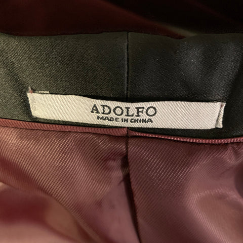 ADOLFO Chest Size 42 Burgundy Black Velvet Cotton Shawl Lapel Sport Coat