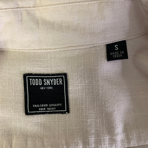 TODD SNYDER Size S Beige Embroidery Cotton Camp Short Sleeve Shirt