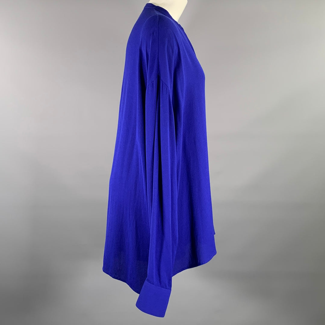 HAIDER ACKERMANN Size S Blue Viscose Nehru Collar Shirt