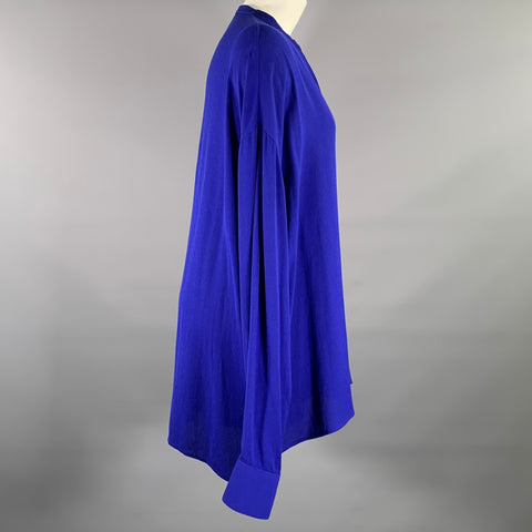 HAIDER ACKERMANN Size S Blue Viscose Nehru Collar Shirt