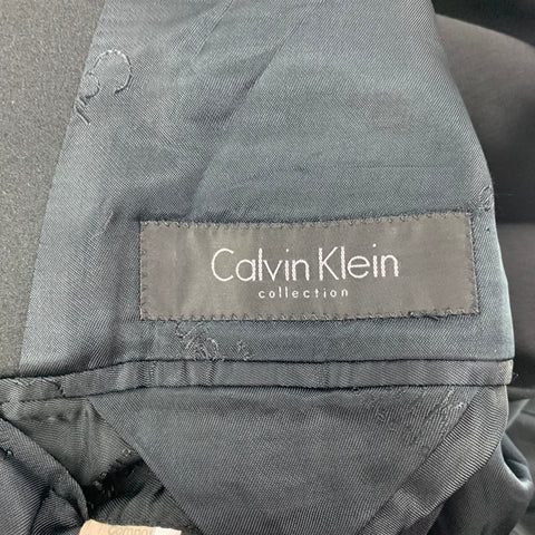CALVIN KLEIN COLLECTION Size 41 Black Wool Tuxedo Sport Coat