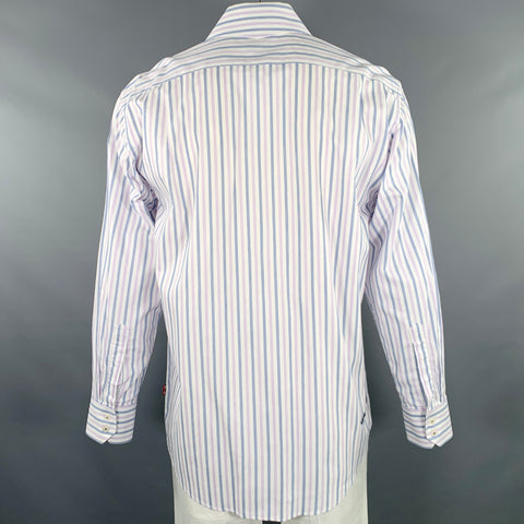 ENGLISH LAUNDRY Size XL White Blue Purple Stripe Cotton Long Sleeve Shirt