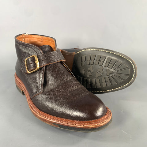 ALDEN Size 8 Brown D9704C Pebble Grain Leather Chelsea Boots