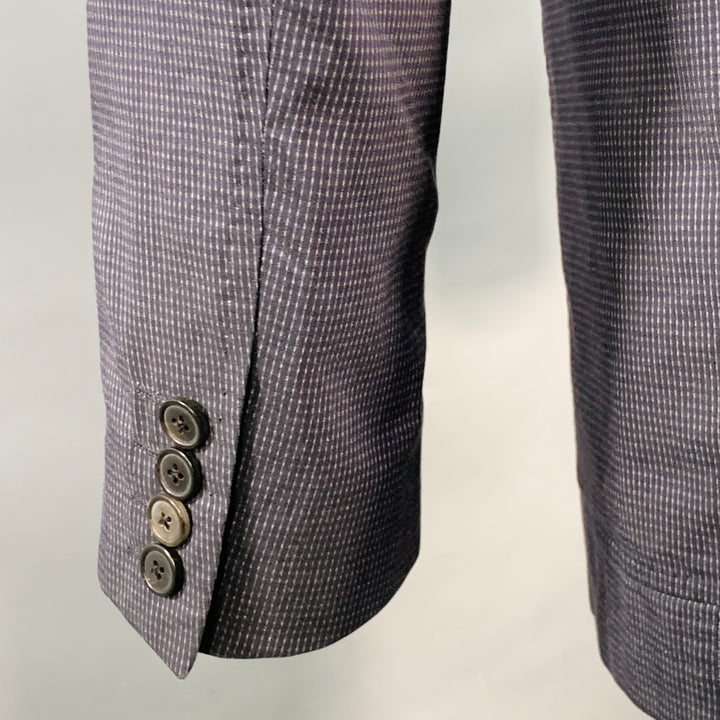 DRIES VAN NOTEN Size 40 Navy Grey Stripe Cotton Blend Notch Lapel Sport Coat