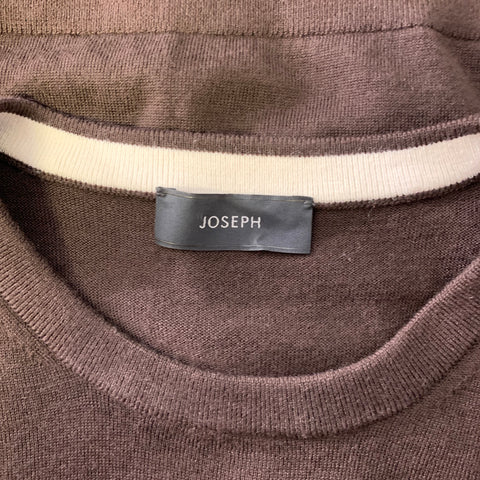 JOSEPH Size L Brown Solid Wool Blend Crew-Neck Pullover