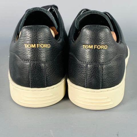 TOM FORD Size 11 Warwick Black Perforated Leather Low Top Sneakers