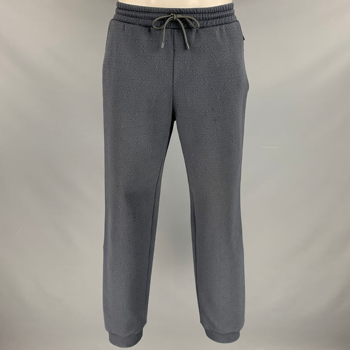 LOUIS VUITTON Size L Grey LV Monogram Polyester Blend Sweatpants Casual Pants
