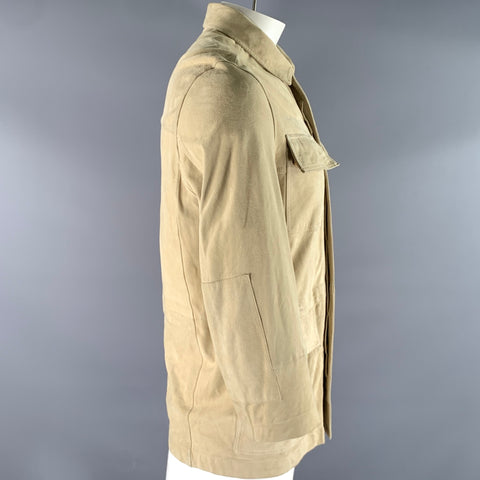 BYBLOS Size M Khaki Green Suede Trucker Jacket