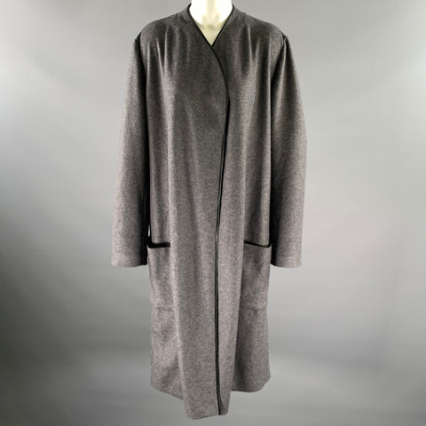 THE ROW Size 12 Grey Black Wool Lambskin Coat