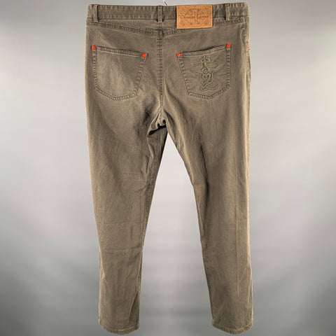 CHRISTIAN LACROIX Size 36 Olive Cotton Blend Straight Casual Pants