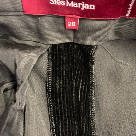 SIES MARJAN Size 28 Black Corduroy Silk Cotton Flat Front Casual Pants