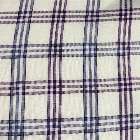 ISAIA Size M White Grey Purple Plaid Cotton Spread Collar Long Sleeve Shirt