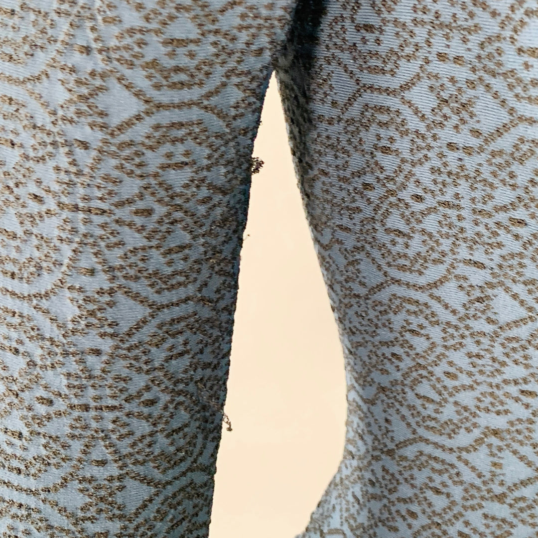 ALAIA Size 6 Navy Black Textured Geometric Viscose Blend Bell Skirt 3/4 Sleeve Dress