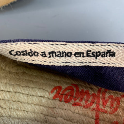 CASTANER Size 11 Navy Black Stripe Canvas Espadrille Slip On Sneakers