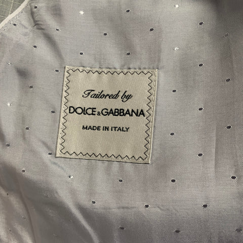 DOLCE & GABBANA Size 46 Light Gray Stripe Linen Cotton Notch Lapel Suit