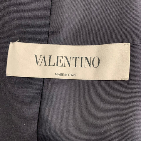 VALENTINO Size 40 Navy Grey Stripe Wool Blend Zip Up Jacket