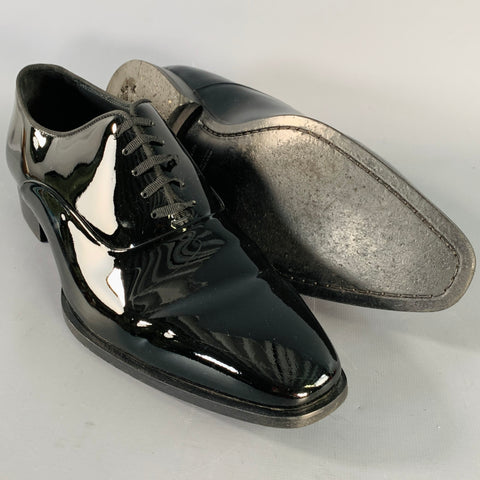 SUITSUPPLY Size 9.5 Black Patent Leather Oxford Tuxedo Lace-Up Shoes