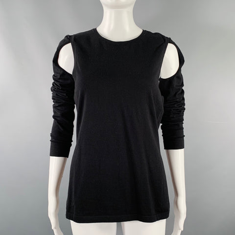 HELMUT LANG Size M Black Cut Out Crew Neck Pullover
