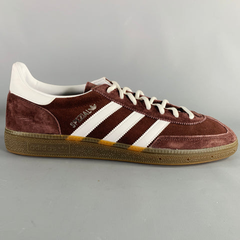 ADIDAS Size 12 Brown White Solid Leather Lace-Up Sneakers