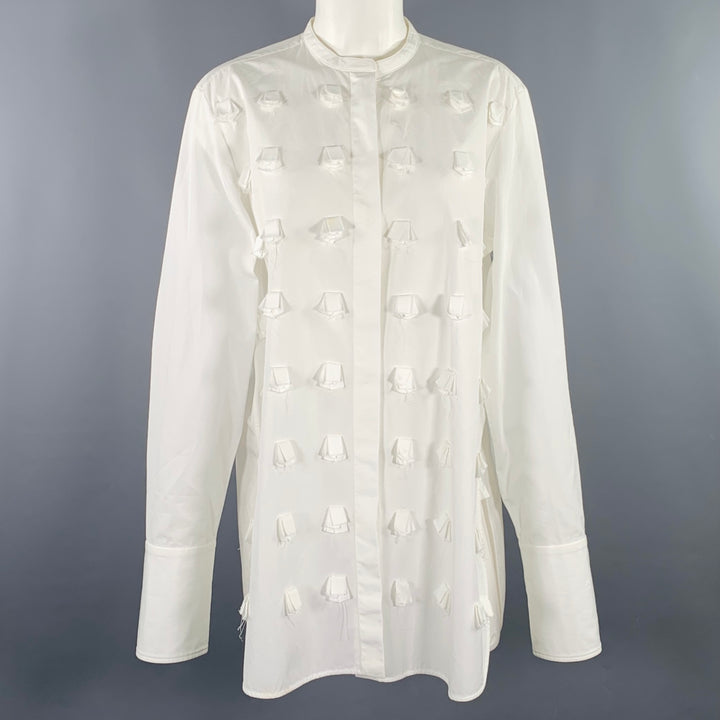 PORTS 1961 Size M White Cotton Applique Nehru Collar Shirt