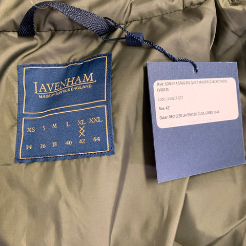 LAVENHAM Size 42 Mickfield Olive Quilted Polyester Puffer Jacket