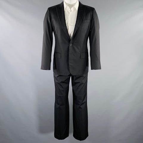JEAN PAUL GAULTIER Size M Black Wool Silk Peak Lapel Suit