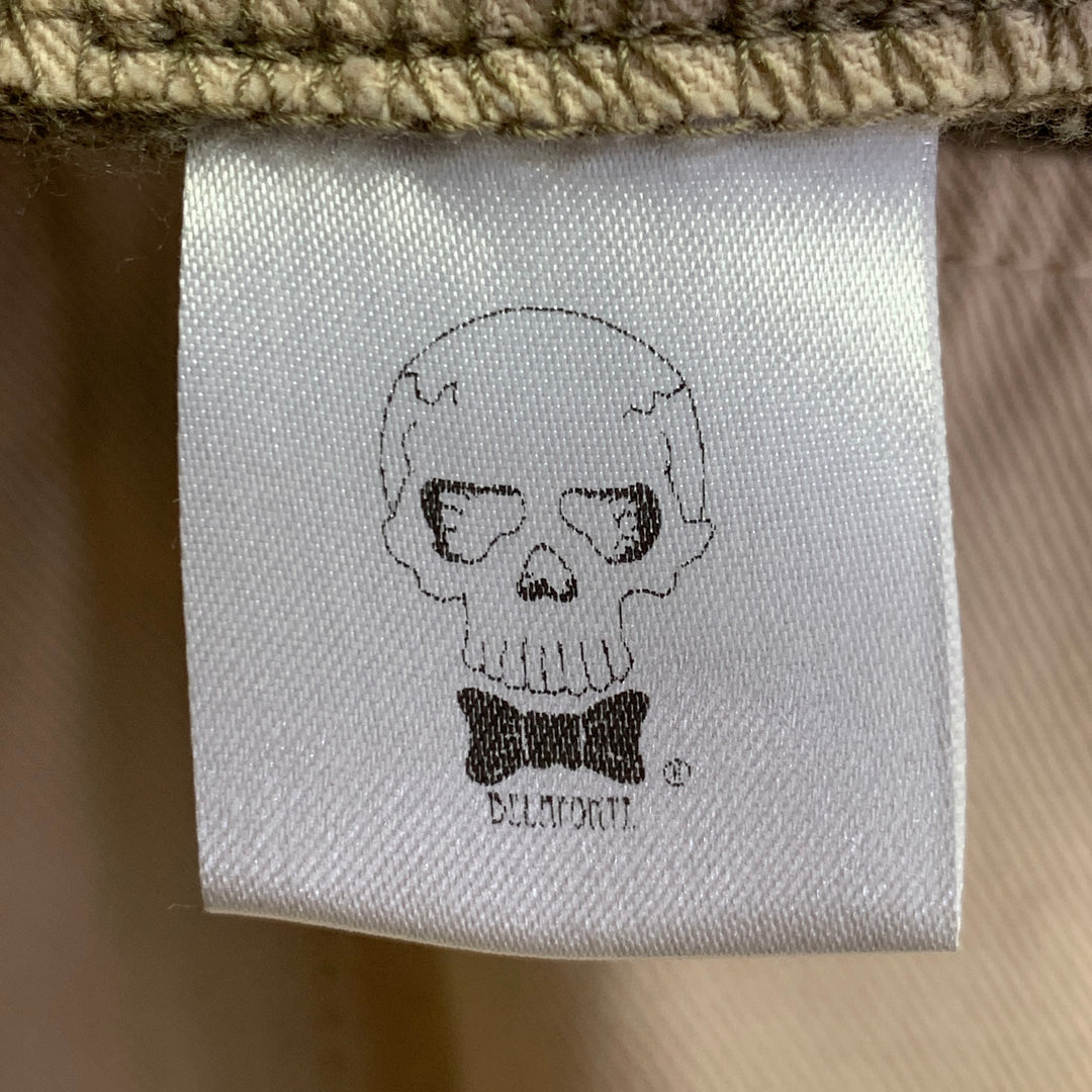 BELAFONTE Size XL Tan Twill Cotton Pleated Cuffed Button Fly Casual Pants