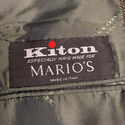 KITON Size 40 Brown Blue Window Pane Cashmere Notch Lapel Sport Coat