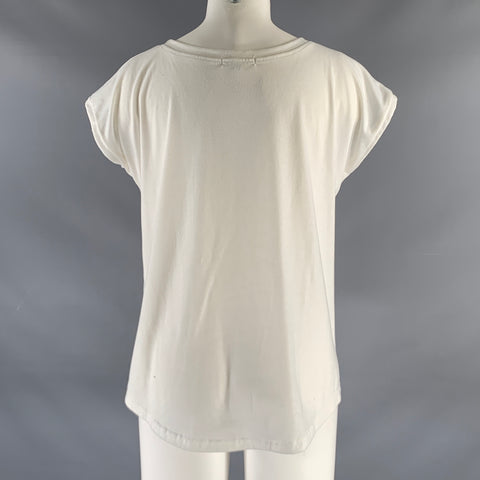 DARCEIL Size XL White Black Cotton Polyester Sleeveless T-Shirt