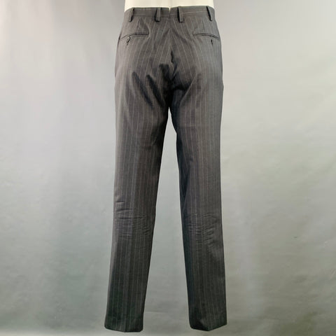 SARTORIO Size 44 Regular Grey Pinstripe Wool Notch Lapel Suit